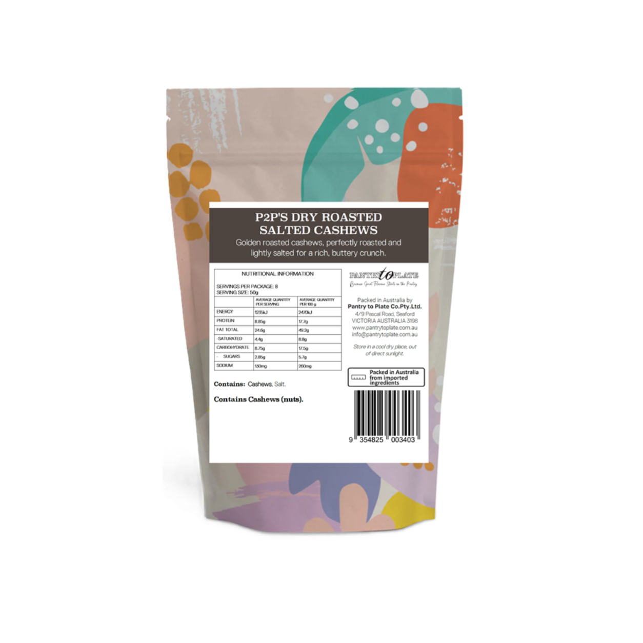P2P Dry Roasted Salted Cashews 400g